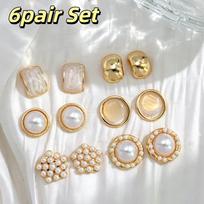 Gold Color Imitation Pearl Earrings Retro Style Geometry Trim Pearl Earrings Stud Luxury Design Simulated Pearl Earrings