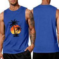Men Sleeveless Crew Neck Tank Top with Tree and Print Relaxed Fit Casual Shirt for Summer Outdoor Use XXXL mėlyna