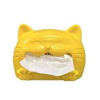 Creative Cat Shaped Tissue Box Holder Decorative Home Accessories Resin Material Durable Design for Living Room Bathroom Office Use one size geltona