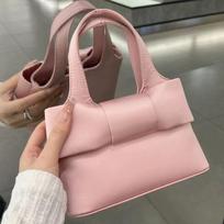 Spring bow tote bag cute pink sweet girly heart handbag fashionable texture can be worn crossbody rožinė