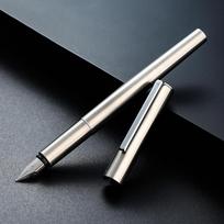 High Quality 0.38mm Extra Fine Nib Fountain Pen Stainless Steel Extremely Black Metal Business Office Writing Calligraphy Pens sidabras