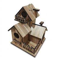 Handmade Wooden Bird House Multiple Holes Bird Feeder Weather Resistant Outdoor Birdhouse  Backyard Bird House