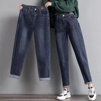 Elastic High Waist Baggy Harem Jeans Women Casual Vintage Stretch Denim Pants Korean Fashion Streetwear Big Size 33 Vaqueros 27 pilka