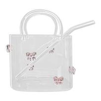 Glass Purse For Drinks Large Capacity Wide Rim Clear Drinkware Flower Vase Drink Purse Fish Bowl For Home Bar Party Bridal rožinė