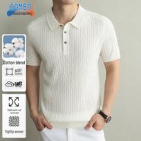 Men's Lightweight Breathable Knit Polo Shirt 185/3XL pilkšvai balta