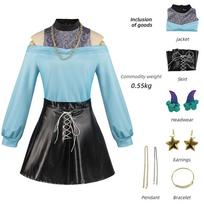 Oshi no Ko Mem-cho Cosplay Costume, Blue Off-Shoulder Top & Black Skirt with Accessories for Anime & Halloween XS