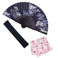 Stylish Business Fan Set with Fan Case and Handkerchief Bloom Hydrangea [Osaka Choseido] Women's -