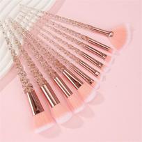 Threaded 10Pcs Makeup Brushes Crystal Transparent Spiral Handle Loose Powder Blush Brushes Beauty Tools Cosmetic Brushes Set