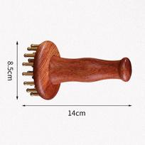 Copper Brass Gua Sha Massage Tool Wooden Handle Muscle Relief Pain Deep Tissue Head Neck Leg Body Meridian Massage Brush