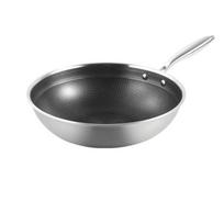 Household 32cm Stir Fry Pan Stainless Steel Non-Stick Wok Pan Flat Bottomed Thicken Frying Pan Kitchen Cookware