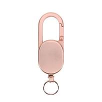 Retractable Metal Wire Keychain Pull Badge Reel ID Lanyard Name Tag Card Badge Holder Reels Recoil Chain Clips Outdoor Key Ring rožinio aukso spalvos