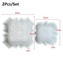 2Pcs/Set 30cm Paving Brick Mould Big Small Flowers Reusable Concrete Path Maker Mold DIY Plastic Stepping Stone Paver