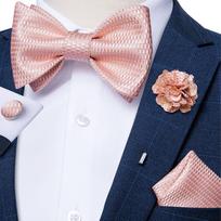 Vyriškas mados kaklaraištis žalias peteliškė su Boutonniere reguliuojamu kaklaraiščių rinkiniu Hanky ​​rankogalių segtukai vestuvių vakarėliui LH-3014