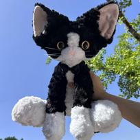 Simuliuota juodai balta vokiečių katės lėlė Miela garbanota katės lėlė Kačiuko pliušinis žaislas Lėlė Dovana 40cm 0.46kg black