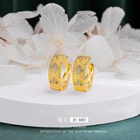 Luxury 24K 9999 Pure Gold Real Gold Gold Shop with Buchelati Lucky Grass Ear Buckle Ladies Temperament All-match Ear Buckle auksas