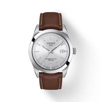 Tissot Leather Strap silver Dial Men's Fashion Watch T127.407.16.031.00 sidabras