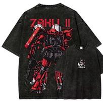 Zaku II Mecha MSS Gundam Printed Tshirt Men Women Washed Tshirt High Quality Vintage  Cotton Tshirt YK Tops XL
