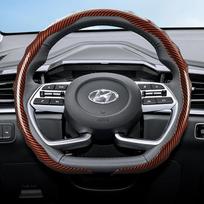 Suitable for Hyundai Carbon Fiber Texture Steering Wheel Cover Snap-On Wave-Shaped Sport Design Elantra N Sonata Ioniq 5 5N 6 9 Venue Kona Santa Cr
