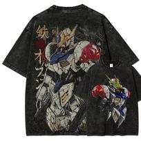 Gundam Barbatos Lupus Rex Printed Tshirt Mens and Womens Washed Tshirt High Quality Vintage Cotton Tshirt Harajuku YK Tops M