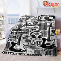 Retro Rock Music Collage Print Flannel Blanket, Soft Cozy Throw for Music Lovers 80cm x 120cm