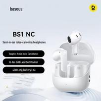 Baseus BS1NC Semi-In-Ear ANC AI Bluetooth Earphones mėnulio baltumo spalva