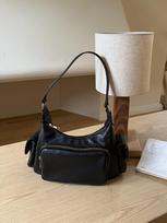 Vintage Women Axillary bag Motorcycle punk Shoulder Crossbody Bag Soft PU Leather Female handbag Commuting ladies totes Black juoda