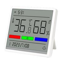 Digital Indoor  meter, Hygrometer, Accurate LCD Temperature and Humidity Monitor with Comfort Indicator, Time and Date Display, for Home   B