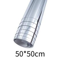 Šiuolaikiška sidabrinė atspindinti „Pasidaryk pats“ veidrodinė sienos lipdukas stilingiems namų dekoravimui 50cm/19.69in