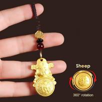 2Pcs Fortune-attracting Feng Shui Hanging Decor God of Wealth Car Key Ring  Luck Gift Sheep