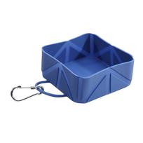 Lightweight Anti Slip Folding Pet Bowl With Carabiner Portable Travel Camping Dog Feeder Foldable Dog Dish Pet Supplies mėlyna