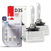 2X Palnik Xenon Żarnik Ksenon D3S 6000K 35W + W5W Led