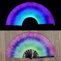 Vintage UV Ink Printing Kung Fu Fan Foldable Handmade Fluorescent Fan Folding Fan Festival