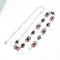 Metal Women Waist Chain Colorful Y2K Waistband Retro Rhinestone Belly Belts  Summer Silver Multicolor