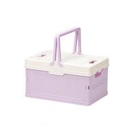 Handheld Folding Storage Box Space Saving Plastic Fruit Picnic Basket Multi-Color Stackable Cosmetics Storage Box Outdoor violetinė