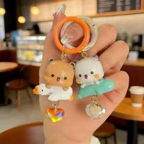 Bubu New Dudu Anime Keychain Cartoon Panda Yier Figurine Couple Gifts Cute Kawaii Animals Figurine Backpack Decoration Couple'S Gift