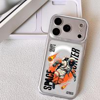 Cartoon Cool Astronaut Phone Case For iPhone 17 16 15 14 13 12 Pro Max Plus With Magnetic Crystal Clear Case Wireless Charge iPhone17 Pro Max