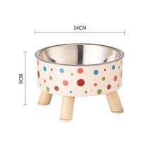 2-layer 5.5inch Pet Food Bowl Stainless Steel Neck Protector Cat Feeding Bowl Large Capacity Anti-slip High-foot Bowl Cat Dog