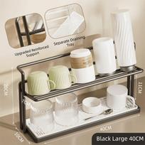2-Tier Water Bottle Drying Rack with Drain Tray Metal Cup Storage Rack Space-Saving Mug Organizer For Kitchen Countertop juoda