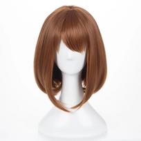 Anime Mano Herojų Akademija Ochako Uraraka Perukai Trumpi Sintetiniai Rudi Bob Šukuosenos Atsparūs Karščiui Cosplay Kostiumo Perukas (Brown,Option 1) ruda
