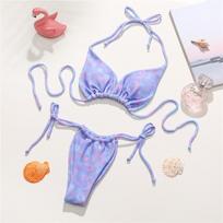 Seksualus kaklaraištis dažų mazginis bikinis moteriškas maudymosi kostiumėlis, moteriškas maudymosi kostiumėlis Dviejų dalių bikinio rinkinys maudymosi kostiumėliui maudymosi moteriai S violetinė