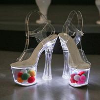 Platformos LED šviesūs naktinio klubo šou batai Super High Heel Platform Crystal sandalai 34