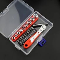 Manual Tool Kit with 36 Teeth Mini Gear Wrench And Socket Wrench, with L-Shaped Handle, for Narrow Space Repair 36-tooth ratchet screwdriver + 10 bits