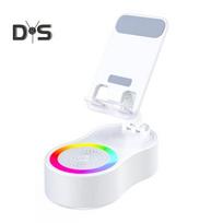 360 laipsnių besisukantis telefono stovas su belaidžiu Bluetooth suderinamu garsiakalbiu, RGB apšvietimu, reguliuojamo aukščio mobiliojo telefono laikiklis balta