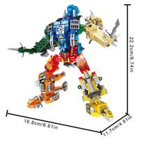821PCS Dinosaur Transformation Robot 8in1 Building Blocks Toy Assemble Puzzle Bricks Model Creative Desktop Decoration Gifts