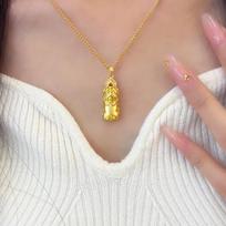 Gold-Plated Pixiu Vajra Pendant Necklace - Light Luxury Layered Clavicle Chain Gift for Girlfriend
