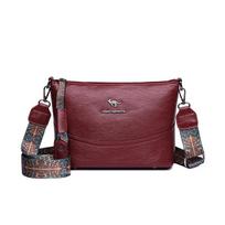 Women's Bag Soft Leather Shoulder Bag Crossbody Bag Small Square Bag Mother Bag raudona