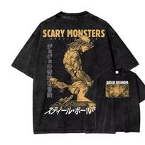 JoJos Bizarre Adventure Diego Brando Graphic Tee Men Short Sleeve Clothing Washed Cotton Tshirt Retro T Shirt Manga Tshirt L