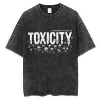 Washed Vintage System of A Down Toxicity Tshirt Skeleton Graphic T Shirts Men Women s Vintage Rock Alternative Metal Tshirts S