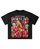 Stylish Black Cristiano Ronaldo Manchester United Football Star Casual Cotton Short-Sleeve Women And Men Comfortable Fashion T-Shirt 4XL