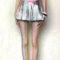 Sweet Cool Dopamine Rainbow Fishnet Stockings Y2K High Waist Mesh Hollowed Out Tights Gradient Fishnet Socks Spicy Girls One Size